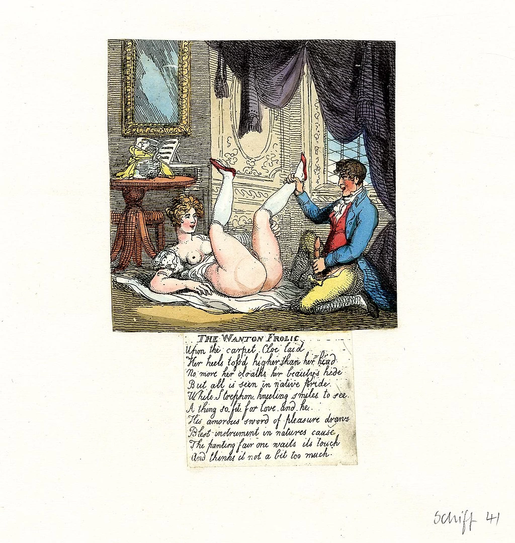 Thomas Rowlandson-183-Una giovane donna sdraiata sulla schiena sul pavimento
